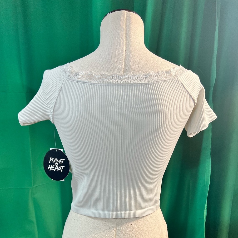 Ribbed Crop Blouse with Short Sleeves - Picture 8 of 13
